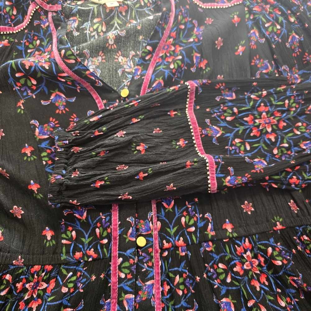 Monsoon Velvet Trim Dress Black - Picture 14 of 16